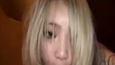 Blonde japanese girl sucking cock