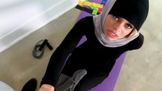 Arab hijab teen fucks personal trainer