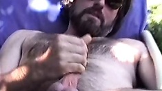 Hairy daddy has an extremely intense orgasm