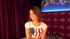 Brunette Rusian beauty performs on webcam show
