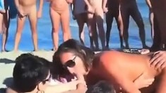 Outdoor group sex on the beach