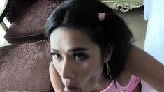 Going bareback anal sex with a petite shemale ladyboy.