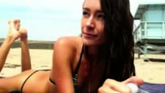 Sexy teen masturbate on the hot beach