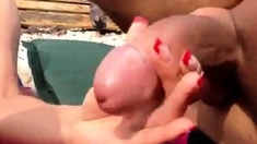 cum eating on the beach